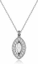 0.63Ct Pave Set Diamond Marquise Solitaire Pendant 14k White Gold