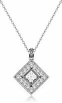 0.67Ct Pave Set Diamond Solitaire W/Accent Princess Pendant 14k Gold