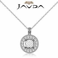 0.60 Carat Pre-Set Pave Set Round Diamond Pendant 14k white gold