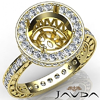 Diamond Engagement Ring Round Semi Mount 14k Gold Yellow Halo Pave Setting (1Ct. tw.)