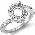 0.35Ct Unique Diamond Engagement Ring Round Semi Mount 14k Gold