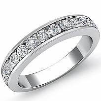 Women's Matching Half Wedding Band Channel Diamond 2.75mm Ring 14k W Gold 0.5Ct