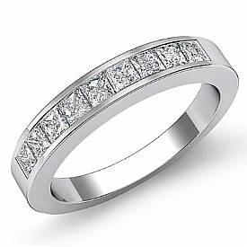 0.90 CT Princess Diamond Women Wedding Band 14k W Gold