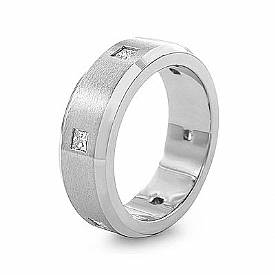 0.50CT Princess DIamond Men Wedding Band Eternity Ring 14k WG
