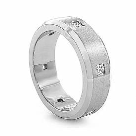 0.50CT Princess DIamond Men Wedding Band Eternity Ring 14k WG