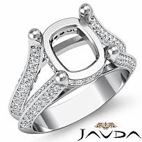 1.20Ct Cushion Diamond Engagement Women Semi Mount Ring Pave setting 14k Wh Gold