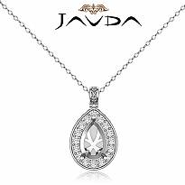 0.56Ct Pave Set Diamond Solitaire W/ Accent Pear Pendant 14k Gold