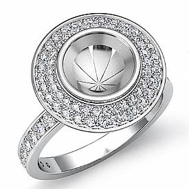 0.75Ct Halo Pave Setting Diamond Engagement Round Semi Mount Ring 14K White Gold