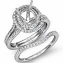 2.10Ct Pave Diamond Engagement Ring Cushion Bridal Set 14k W Gold