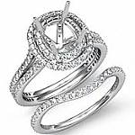 2.10Ct Pave Diamond Engagement Ring Cushion Bridal Set 14k W Gold