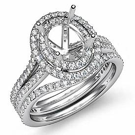 2Ct Antique Diamond Engagement Ring Oval Bridal set 14k White Gold