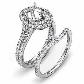2Ct Antique Diamond Engagement Ring Oval Bridal set 14k White Gold