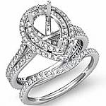 2.10Ct Pave Diamond Engagement Ring Pear Bridal Set 14k W Gold