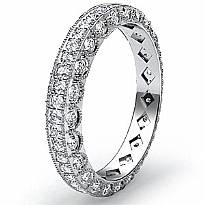 Women's Vinatge Millgrain Eternity Band 14k White Gold Round Diamond Ring 1Ct