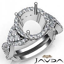 Diamond Engagement Halo Setting Ring Round Shape SemiMount 14K White Gold 1.66Ct