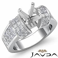 1.96Ct Diamond Engagement Women Ring 14k White Gold Princess Invisible Semi Mount