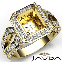 Diamond Engagement Ring Emerald Semi Mount 18k Gold Yellow Halo Setting (1.4Ct. tw.)