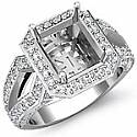 1.4Ct Vintage Diamond Engagement Ring Emerald Setting 14k Gold