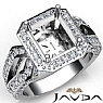 1.4Ct Diamond Engagement Ring Emerald Semi Mount 14k White Gold Halo Setting