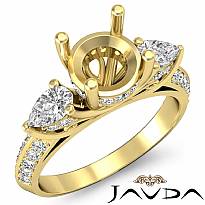 Pear Round Diamond 3 Stone Engagement Ring Semi Mount Setting 14k Gold Yellow  (1.21Ct. tw.)