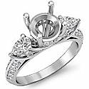 1.21CT Pear Diamond 3 Stone Engagement Ring Setting 14k W Gold