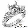 Pear Round Diamond 3 Stone Engagement Ring Semi Mount Setting 14k W Gold 1.21Ct