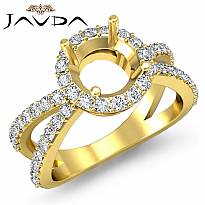 Diamond Engagement SemiMount Ring Split Shank 14k Gold Yellow Halo Setting  (0.75Ct. tw.)