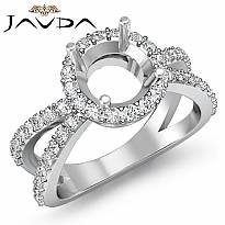 Diamond Engagement SemiMount Ring Split Shank 14k White Gold Halo Setting 0.75Ct