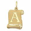 14K Yellow Gold Initial Scroll Pendant Letters A-Z NEW