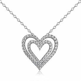 Round Diamond Heart Pendant 14K White Gold (1.36 ct tw)