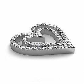 Round Diamond Heart Pendant 14K White Gold (1.36 ct tw)