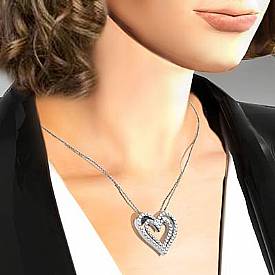 Round Diamond Heart Pendant 14K White Gold (1.36 ct tw)