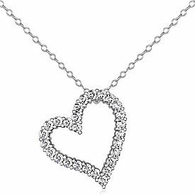 Round Diamond Heart Pendant 14K White Gold (1.89 ct tw)