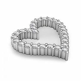 Round Diamond Heart Pendant 14K White Gold (1.89 ct tw)