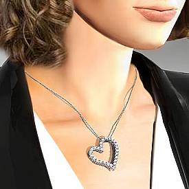 Round Diamond Heart Pendant 14K White Gold (1.89 ct tw)