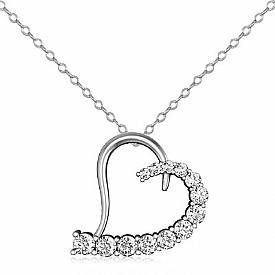 Round Diamond Heart Pendant 14K White Gold (2.02 ct tw)
