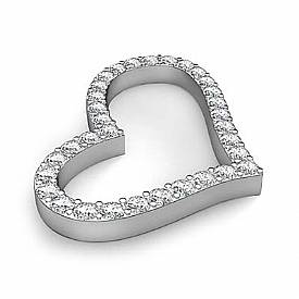 Round Diamond Hollow Heart Pendant 14K White Gold (0.99 ct tw)