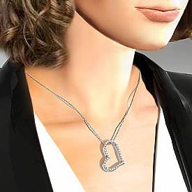 Round Diamond Hollow Heart Pendant 14K White Gold (0.99 ct tw)