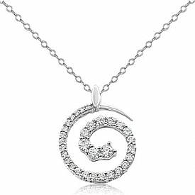 0.95 Ct Round Diamond Circle of Life Pendant 14k White Gold