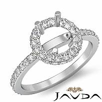 Diamond Engagement Ring 14k White Gold Round Semi Mount Halo Pave Setting 0.85Ct