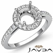 Diamond Engagement Ring Halo Pave Setting 14k White Gold Round Semi Mount 0.45Ct
