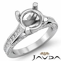 0.76Ct Diamond Engagement Women Pave Setting Ring Round Semi mount 14k White Gold