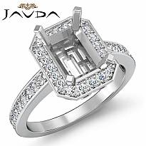 0.35Ct Diamond Engagement Ring Radiant Semi Mount 14k White Gold Halo Setting