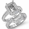 1.1CT Diamond Engagement Ring Radiant Bridal Set 14k W Gold