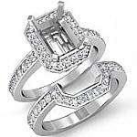 1.1CT Diamond Engagement Ring Radiant Bridal Set 14k W Gold