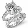 1.1CT Diamond Engagement Ring Radiant Bridal Set 14k W Gold