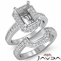 1.1 CT Diamond Radiant Cut Semi Mount Engagement Ring Bridal Set 14k White Gold