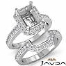 1.1 CT Diamond Radiant Cut Semi Mount Engagement Ring Bridal Set 14k White Gold