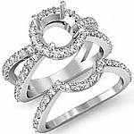 1.10Ct Unique Diamond Engagement Ring Round Bridal Set 14k White Gold