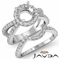 1.1Ct Split Shank Diamond Engagement Ring Bridal Set 14k White Gold Semi Mount